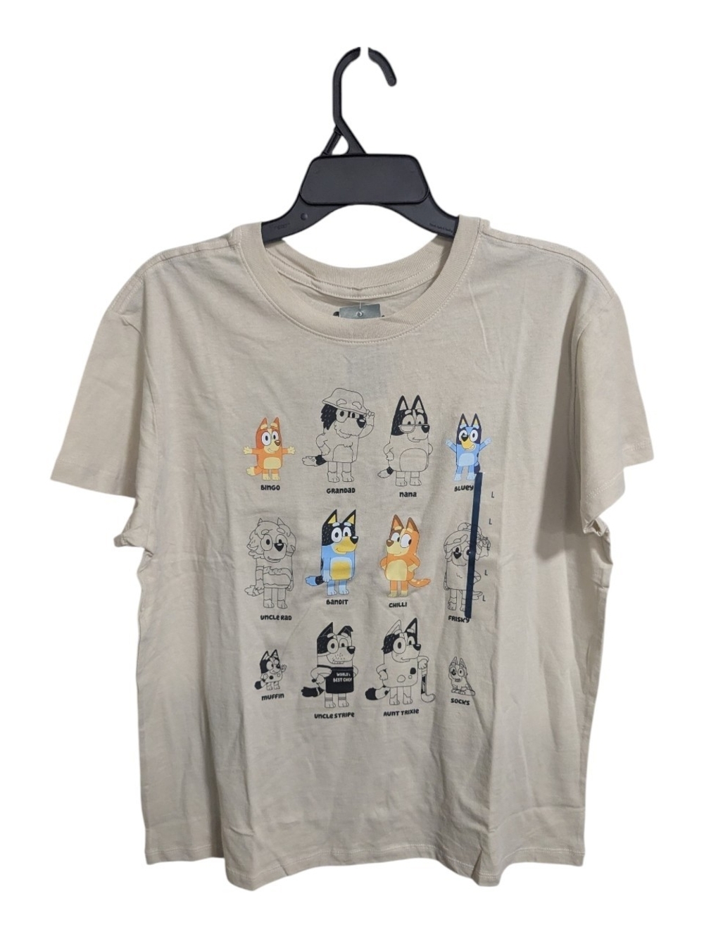 Bluey Cartoon T Shirt Women's Sz Large Tan Short Sleeve Relaxed Fit